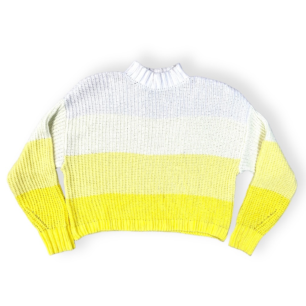 Yellow Block Striped Knit Sweater
